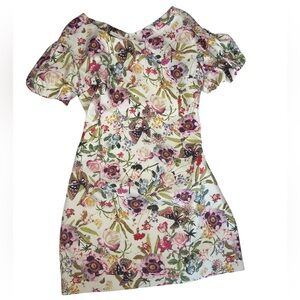 JIGOTT Korean Floral Butterfly Shift Dress Romantic Garden Print Size M